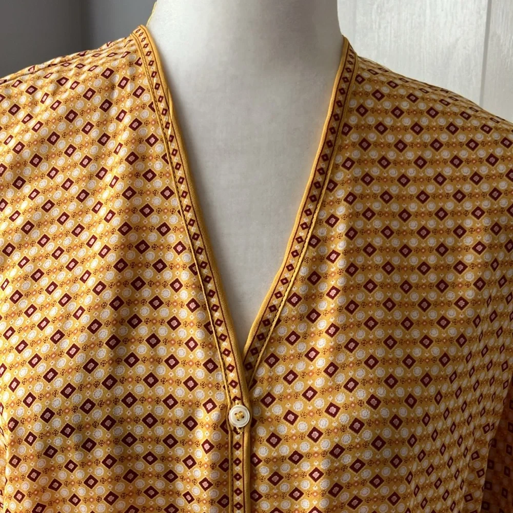 Gold yellow tie waist blouse top S - Picture 2 of 9